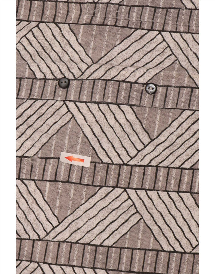 Camisa Vintage Hombre Manga Corta XL Gris Geométrica