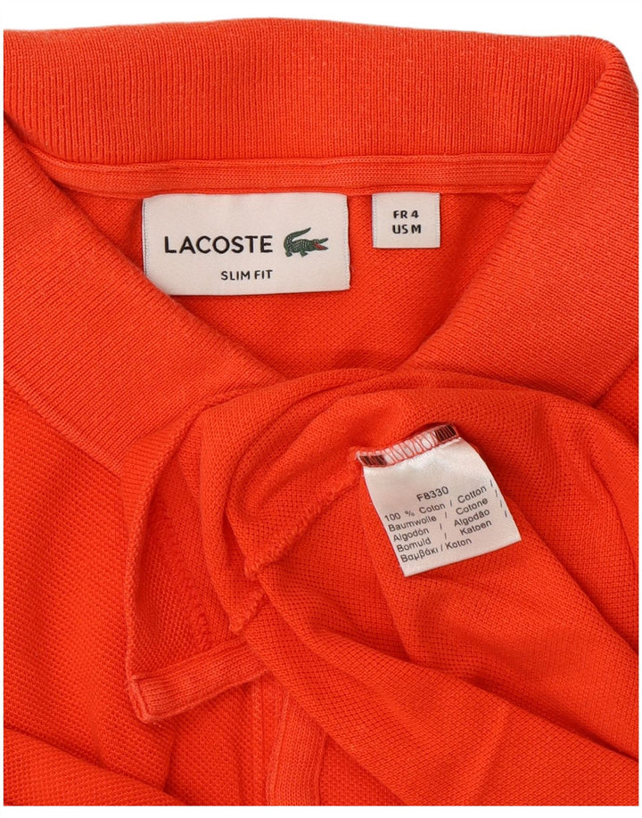 LACOSTE Polo ajustado para hombre talla 4 algodón naranja mediano