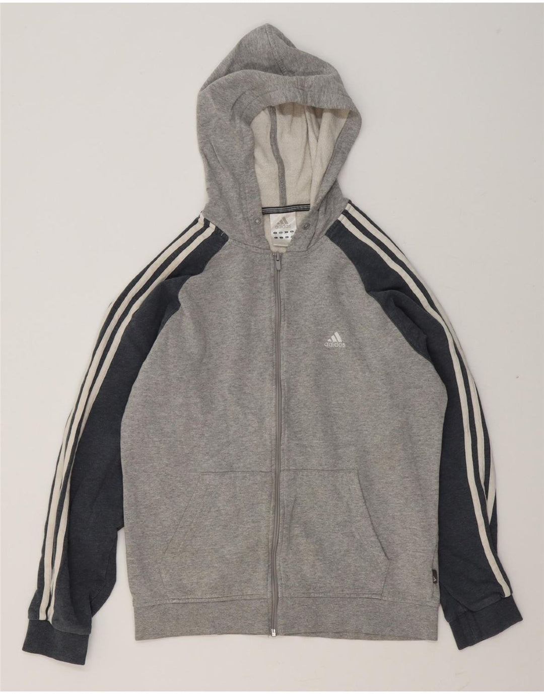 ADIDAS Sudadera con capucha y cremallera para hombre Algodón gris medio con bloques de color
