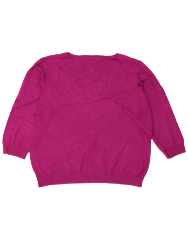 Marks & Spencer Suéter Corto con Cuello en V para Mujer UK 20 2XL Rosa