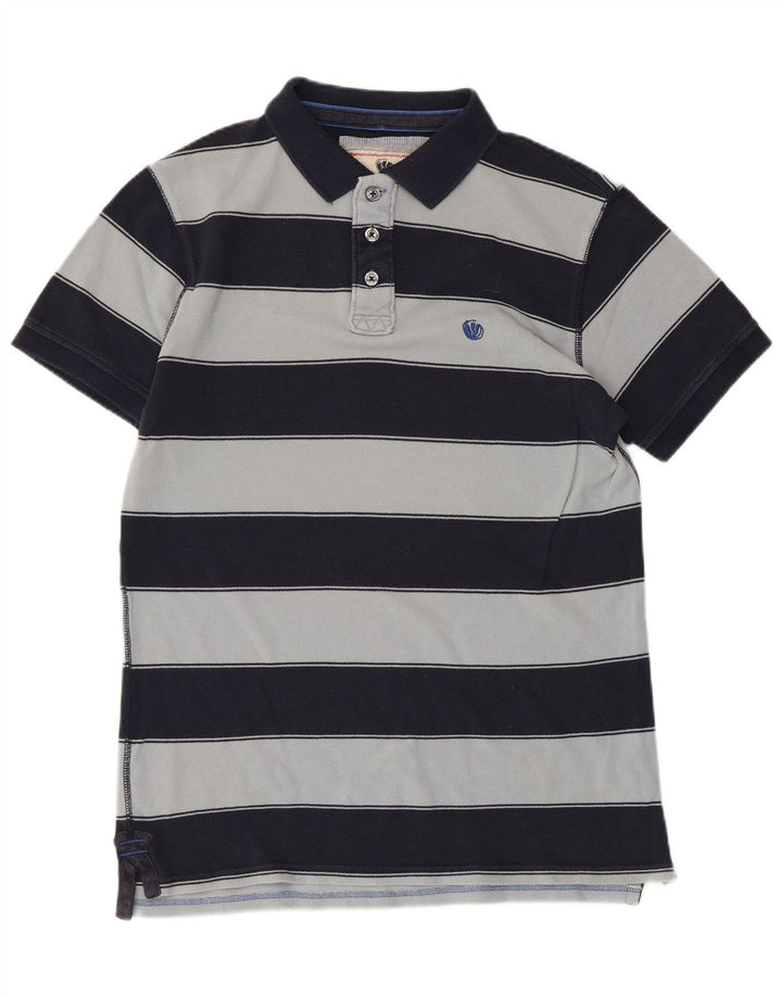 FAT FACE Polo para hombre de algodón a rayas azul marino medio
