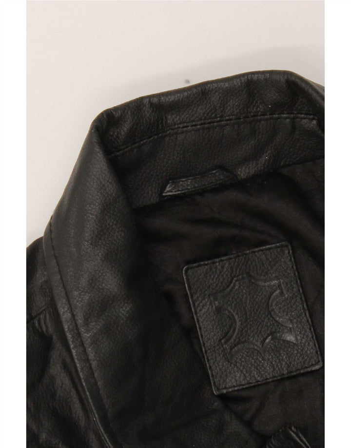 Vintage hombres chaqueta de cuero Reino Unido 40 grande negro