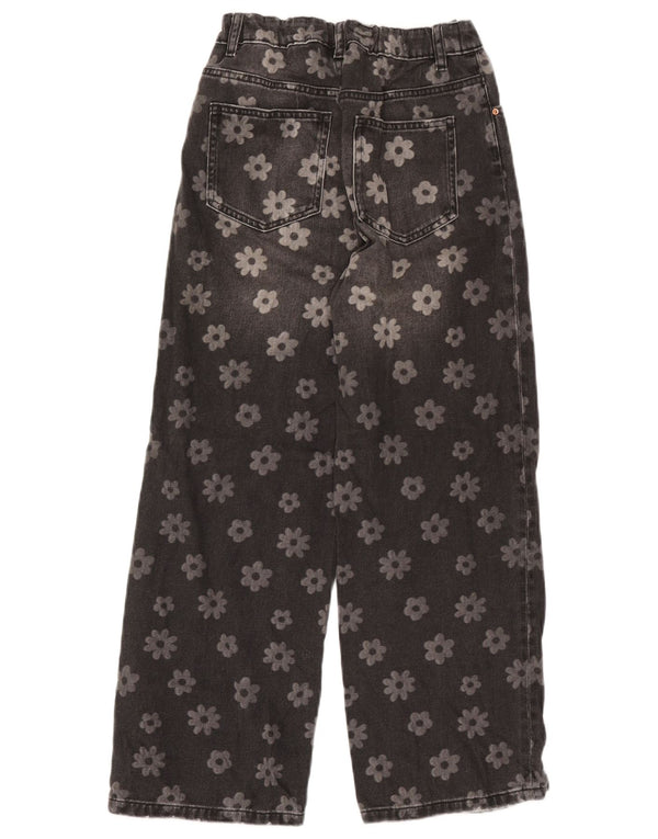 Marks & Spencer Vaqueros de pierna ancha para niñas 12-13 años W24 L26 Negro Floral