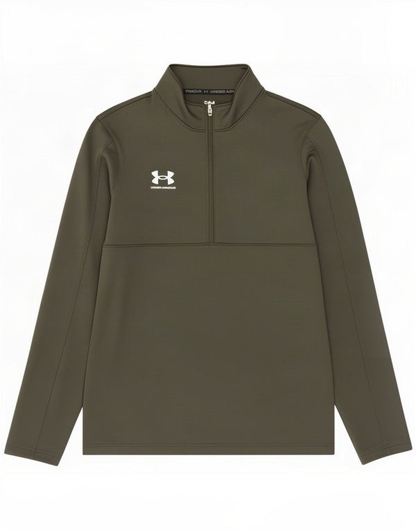 Under Armour Hombre Zip Neck Pullover Chándal Top Grande Caqui Poliéster