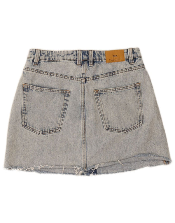 Falda Vaquera Zara Mujer Small W26 Algodón Azul