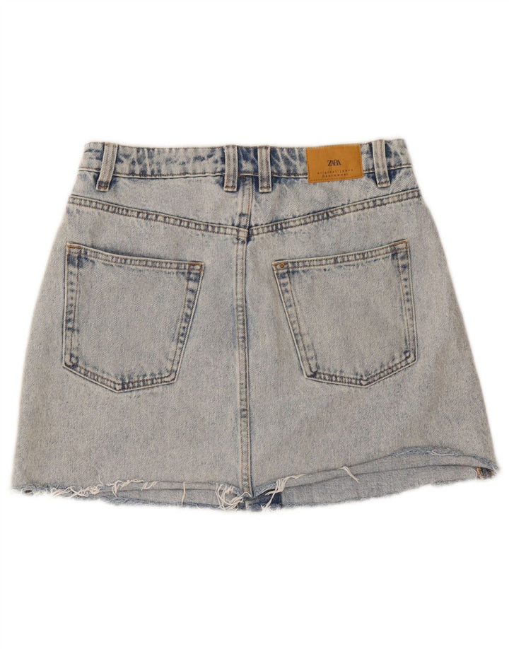 Falda Vaquera Zara Mujer Small W26 Algodón Azul