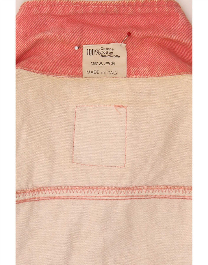 Vintage mujer oso de peluche gráfico chaqueta de mezclilla IT 42 algodón rosa medio