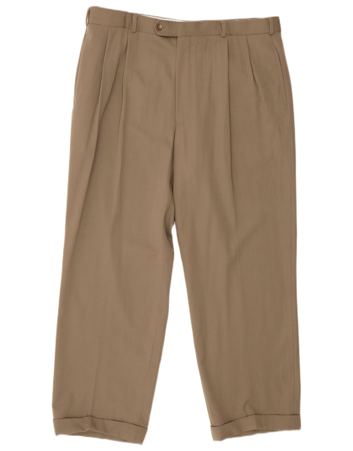 BROOKS BROTHERS Pantalón de traje con pinzas para hombre W36 L29 Lana beige