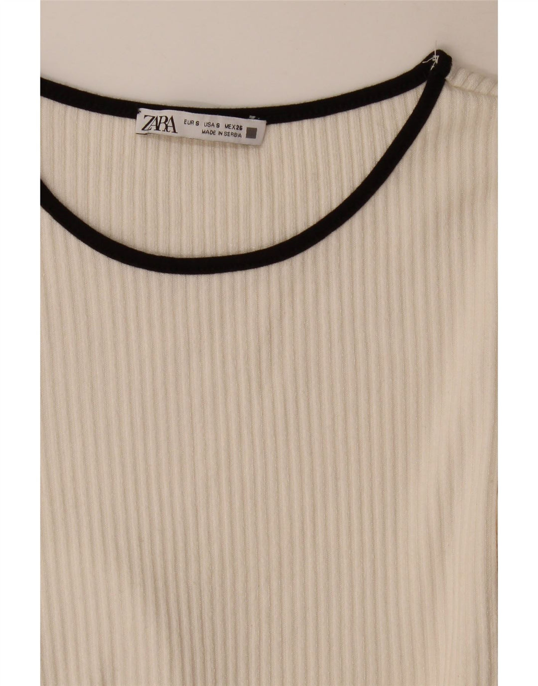 Zara Mujer Top Manga Larga UK 8 Small Blanco