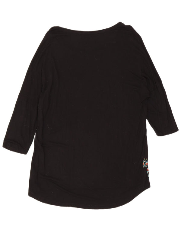 Desigual Vestido túnica de manga 3/4 para mujer UK 46 Large Black Paisley Viscosa