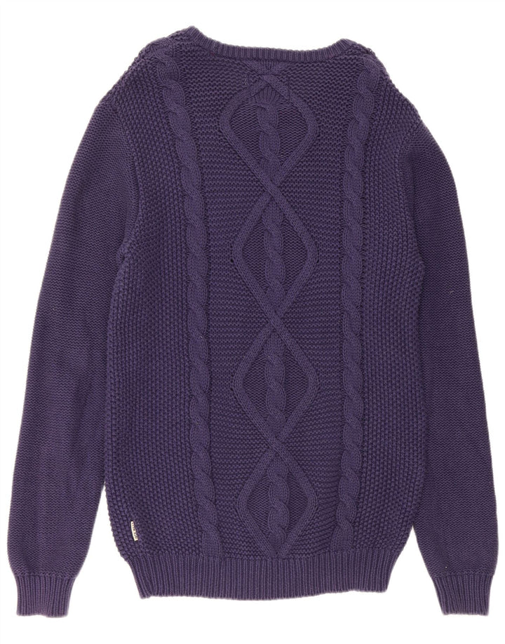 Jack Wills Jersey con cuello barco para hombre, jersey de algodón azul marino mediano