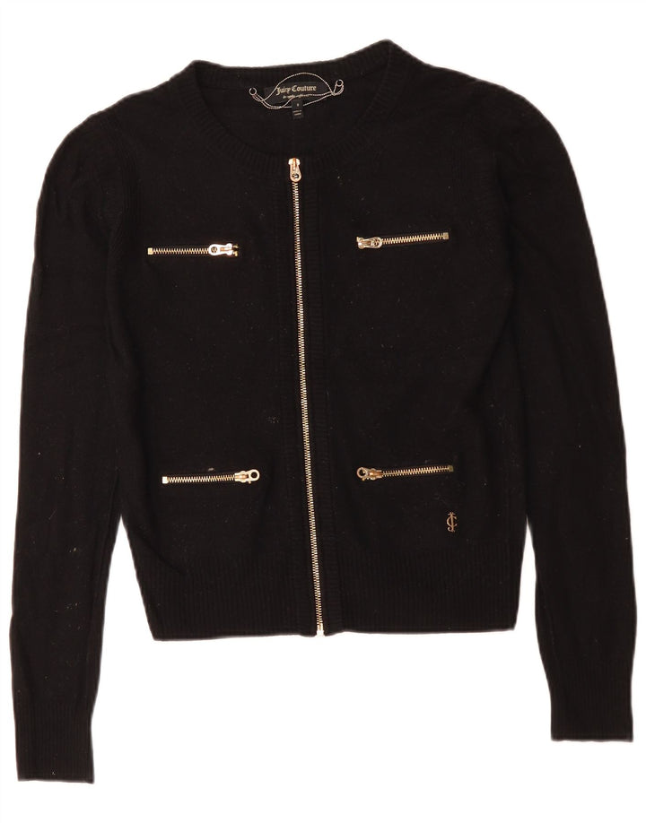 Juicy Couture Suéter tipo cárdigan corto para mujer UK 10 Small Lana negra