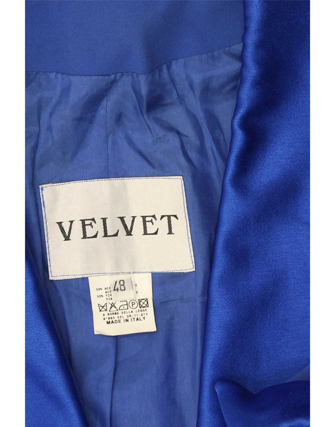 Chaqueta Blazer De Terciopelo Para Mujer De Manga Corta Con 1 Botón IT 48 XL Acetato Azul