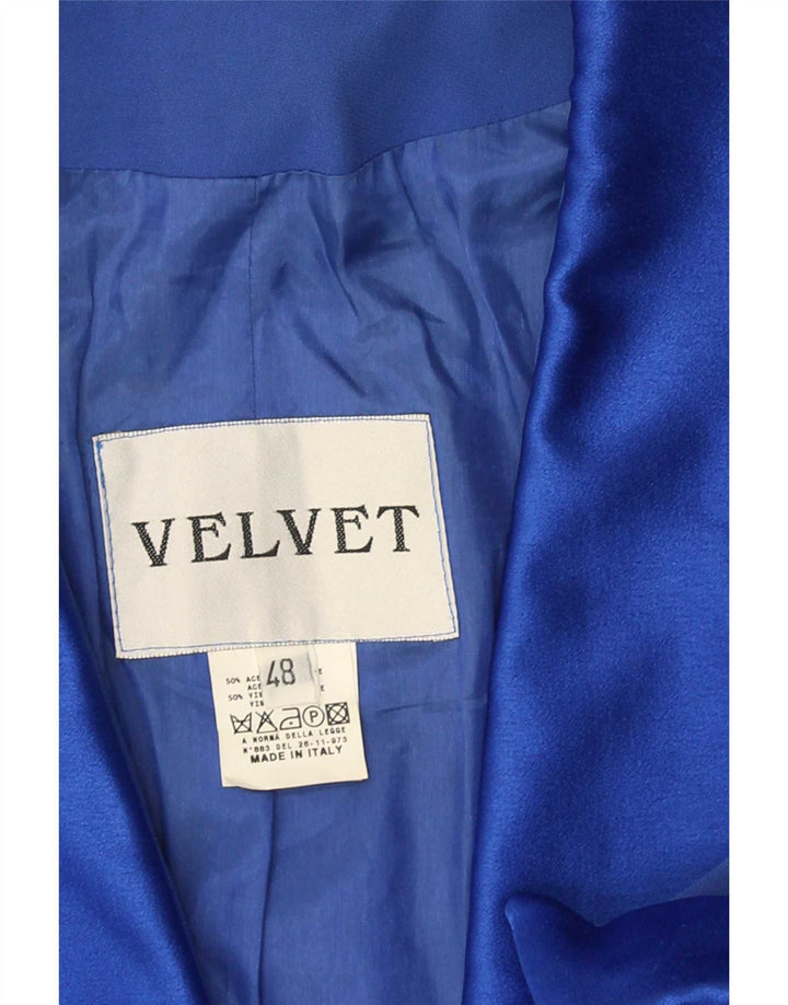 Chaqueta Blazer De Terciopelo Para Mujer De Manga Corta Con 1 Botón IT 48 XL Acetato Azul
