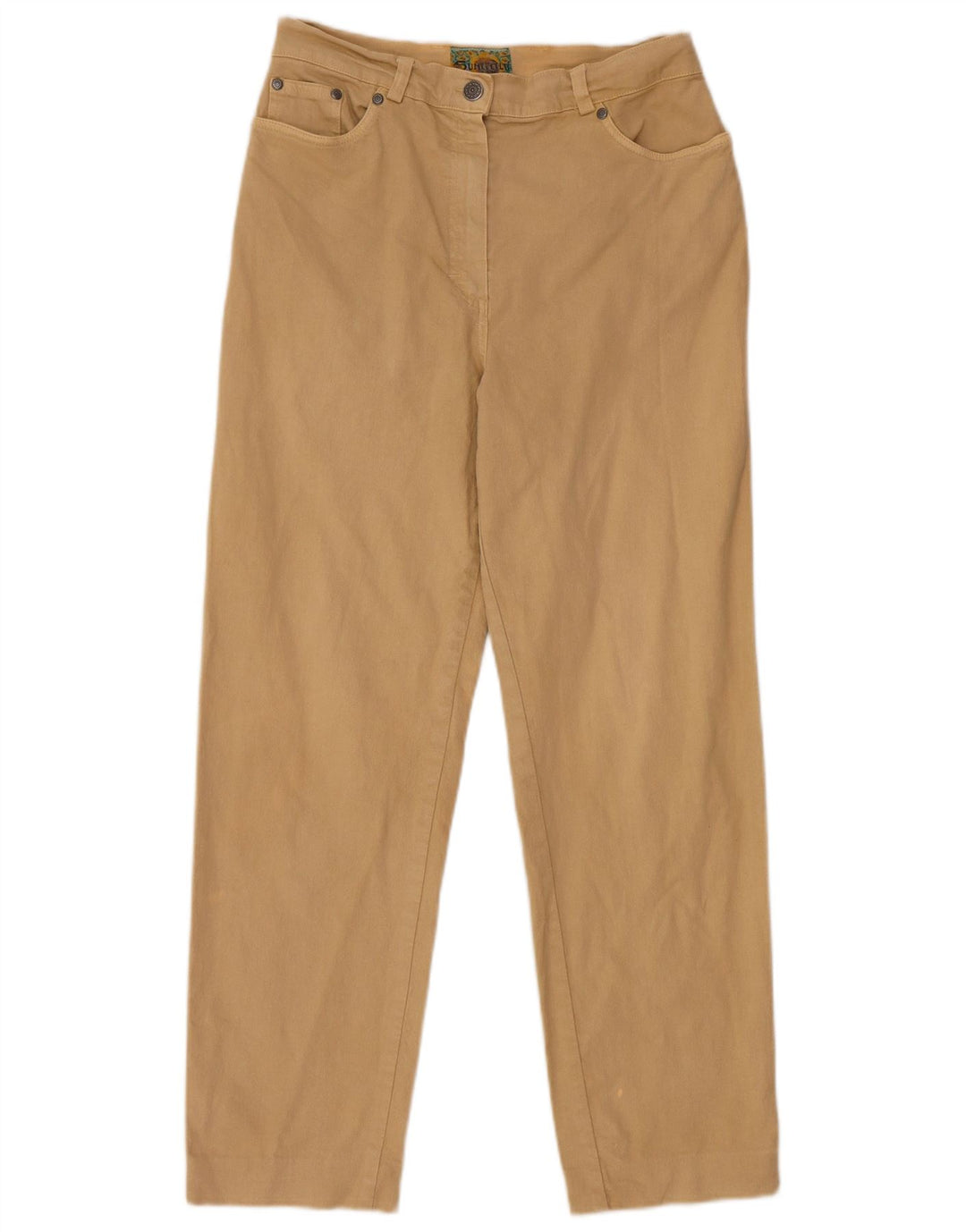 Vintage mujer recta pantalones casuales IT 46 Grande W28 L27 Algodón Beige