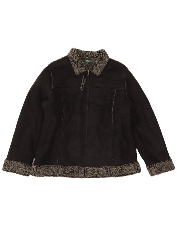 Marks & Spencer Chaqueta Sherpa para Mujer UK 40 XL Poliéster Negro