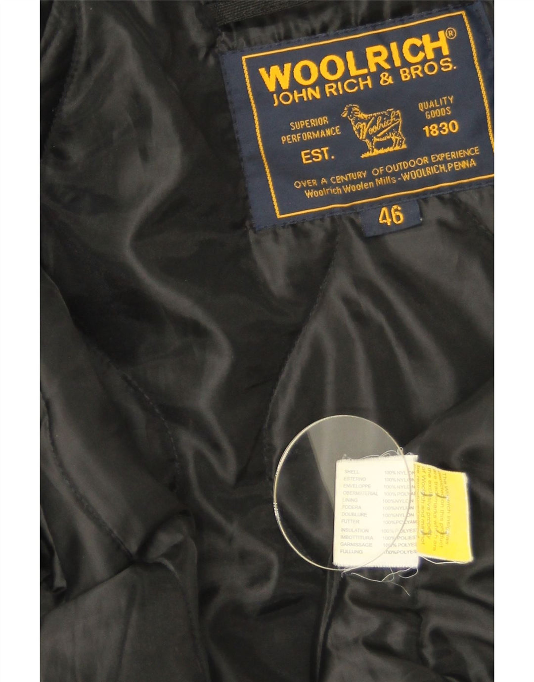 Woolrich Chaqueta bomber con capucha para hombre IT 46 Small Black Nylon