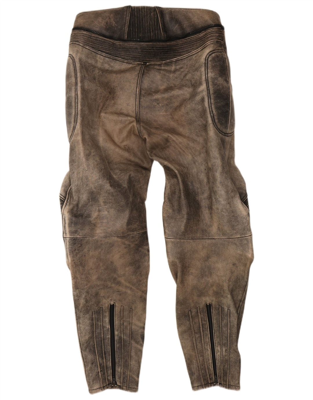 MODEKA Pantalones Biker para Hombre Talla 58 3XL W36 L31 Cuero Gris Tie Dye