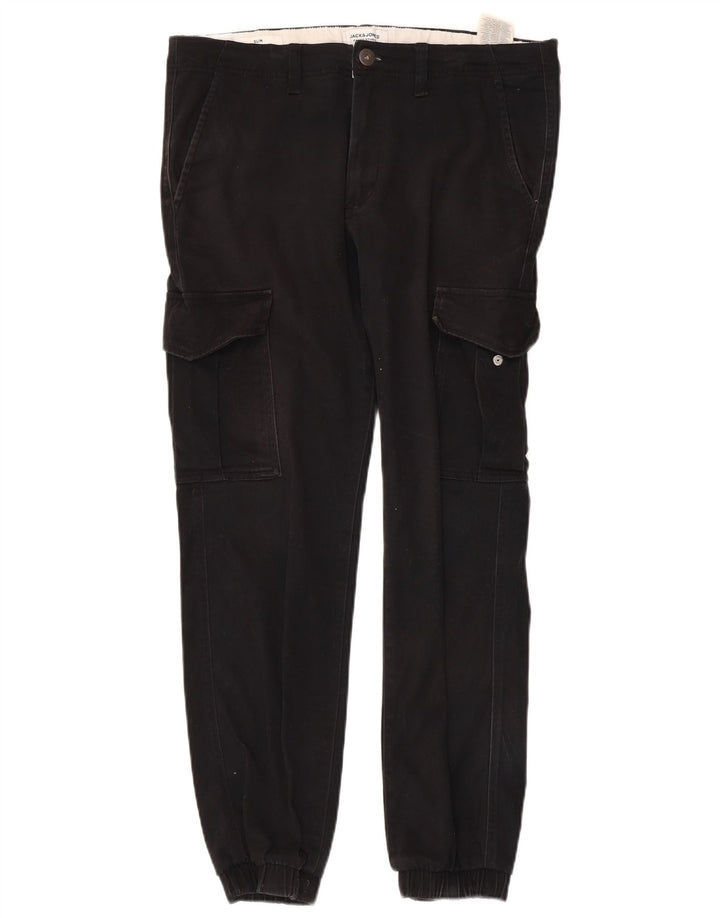 JACK & JONES Pantalones cargo joggers para hombre W32 L28 Algodón negro