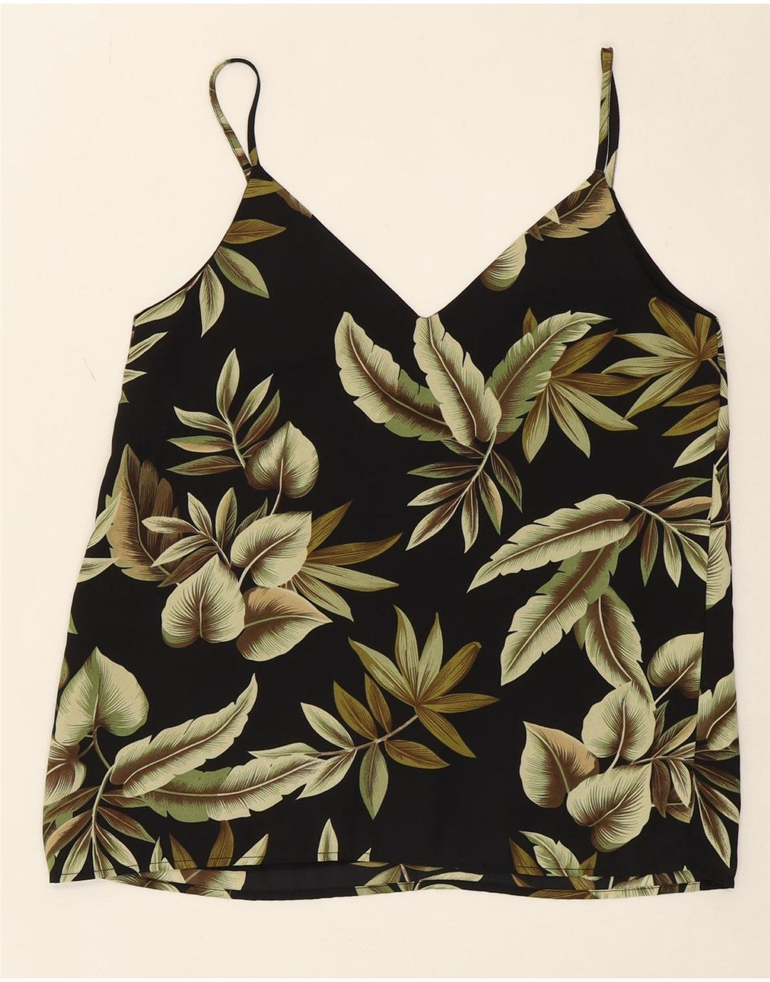 OASIS Womens Cami Top UK 10 Small Black Floral Polyester Vintage Oasis and Second-Hand Oasis from Messina Hembry 