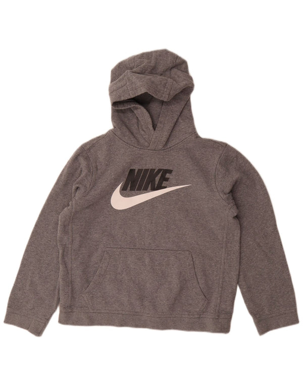 Nike - Sudadera con capucha para niños, diseño gráfico, ajuste estándar, 13-14 años, XL, algodón gris