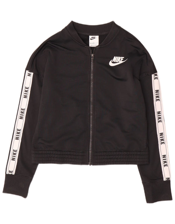 NIKE - Chaqueta de chándal gráfica para niñas, 12-13 años, talla grande, color negro