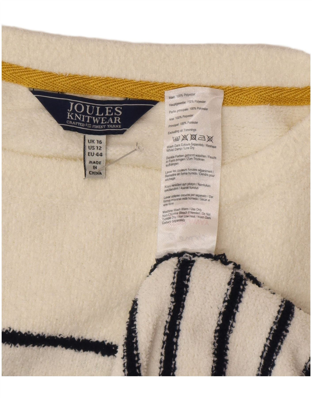 JOULES Suéter tipo jersey con cuello barco para mujer UK 46 Poliéster a rayas blancas grandes