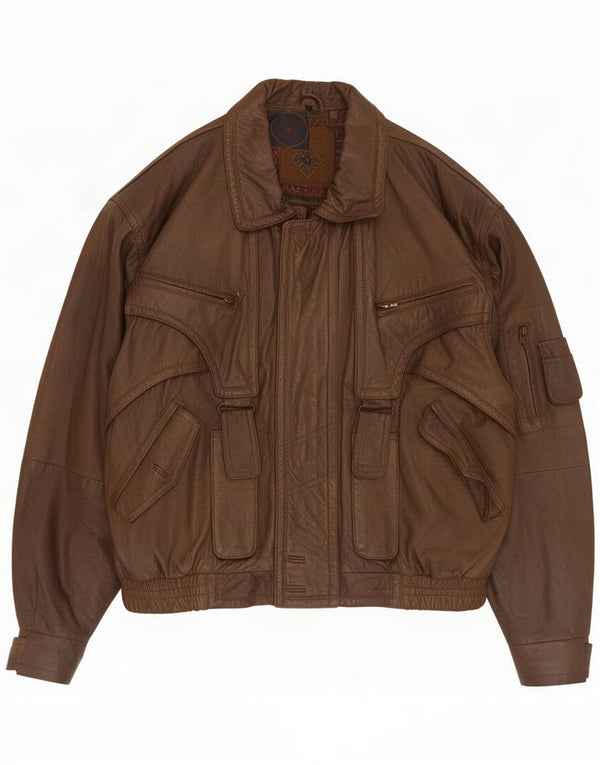 Chaqueta de cuero vintage para hombre UK 36 Small Brown
