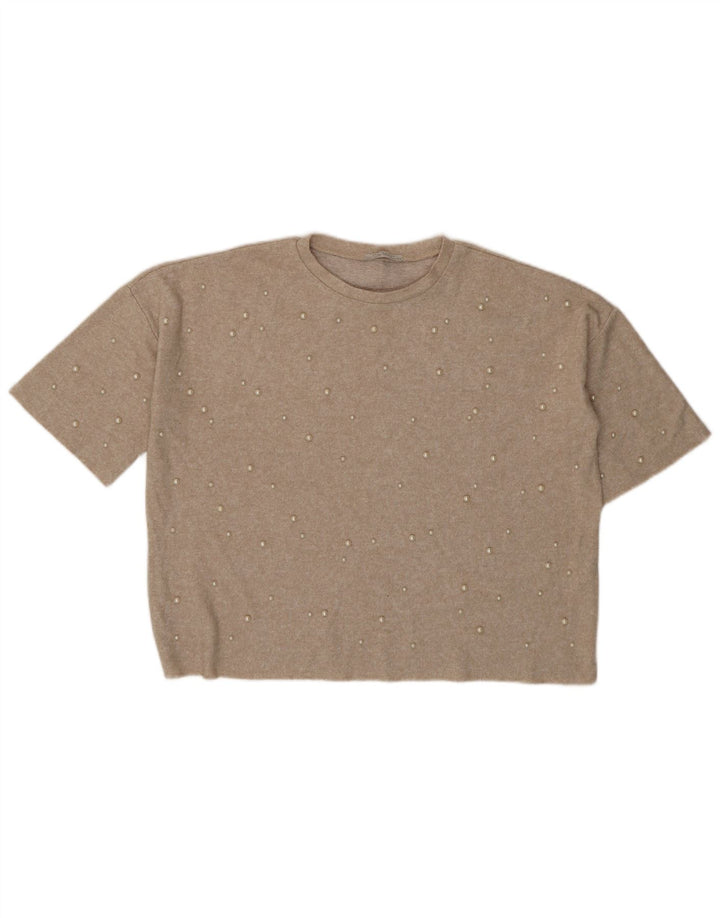 Zara Mujer Trafaluc Blusa Extragrande UK 44 Medio Beige Manchado