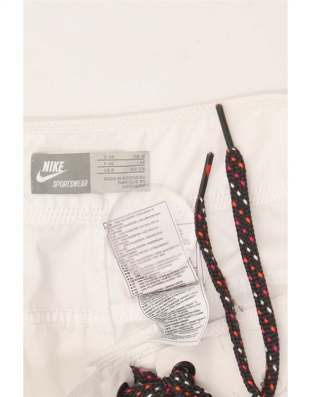 Nike - Pantalones cortos deportivos para mujer, talla 40, poliéster blanco pequeño