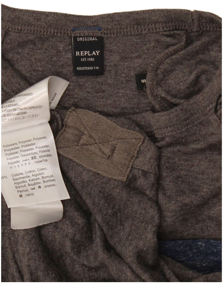 REPLAY Camiseta para mujer Top UK 10 Small Gris Moteado Poliéster