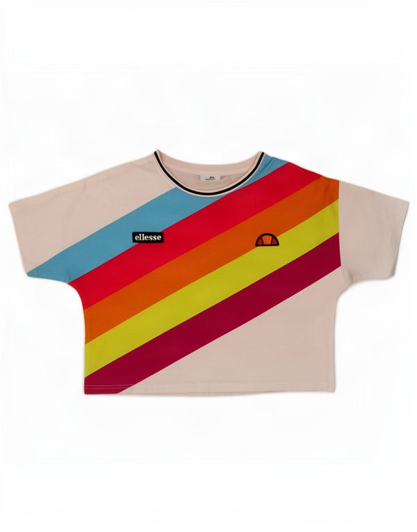 Camiseta corta con gráfico para mujer Ellesse UK 40 Medium White Colourblock
