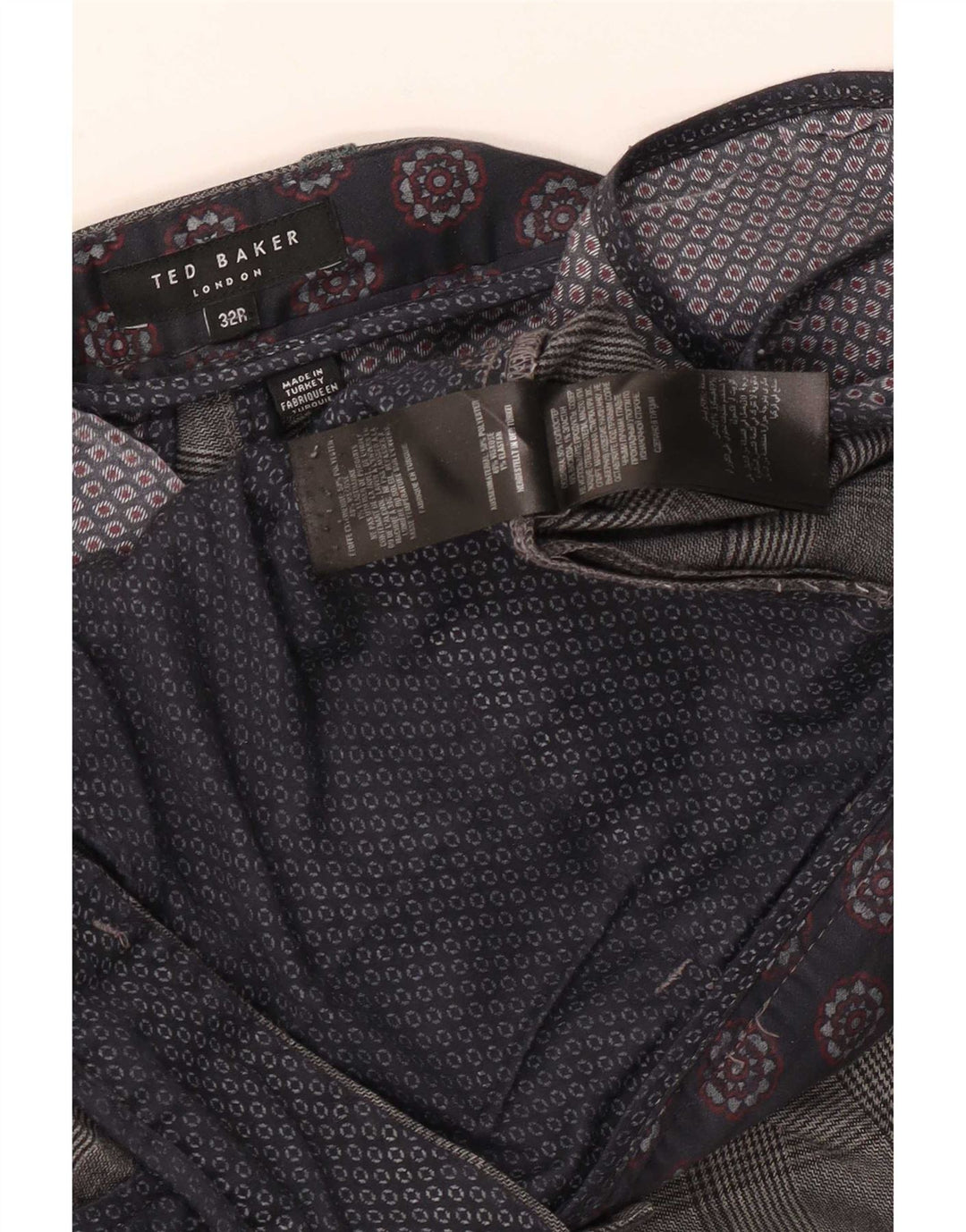 Ted Baker Pantalones informales ajustados para hombre W32 L31 Poliéster a cuadros grises