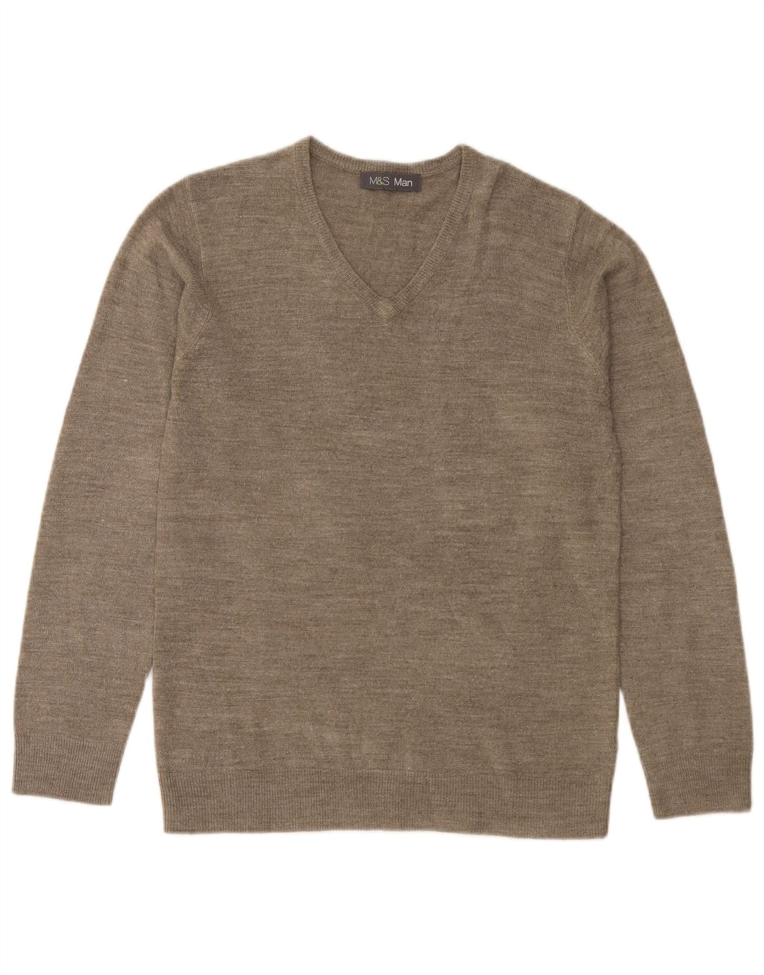 Marks & Spencer Suéter con Cuello en V para Hombre Pequeño Acrílico Moteado Beige