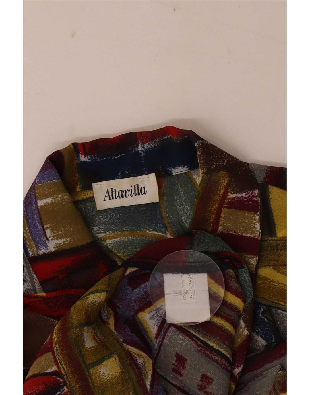 Vintage mujer manga corta camisa blusa Reino Unido 10 pequeño multicolor