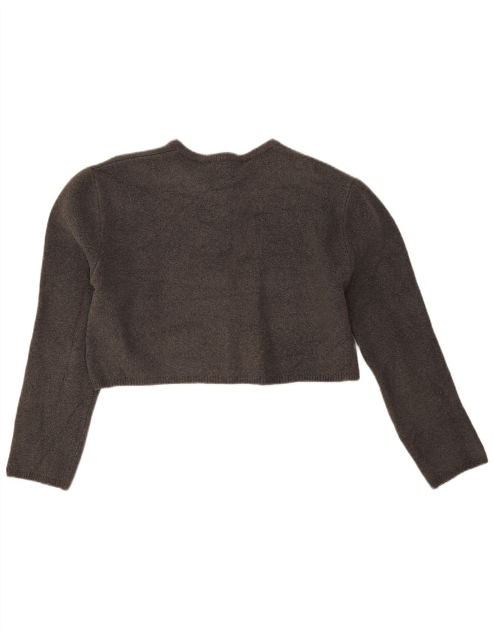 Zara Mujer Crop Suéter Cárdigan Extragrande Reino Unido 10 Pequeño Gris