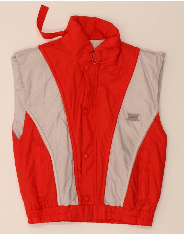 SILVY Mens Gilet IT46 Small Red Colourblock Cotton Vintage Silvy and Second-Hand Silvy from Messina Hembry 