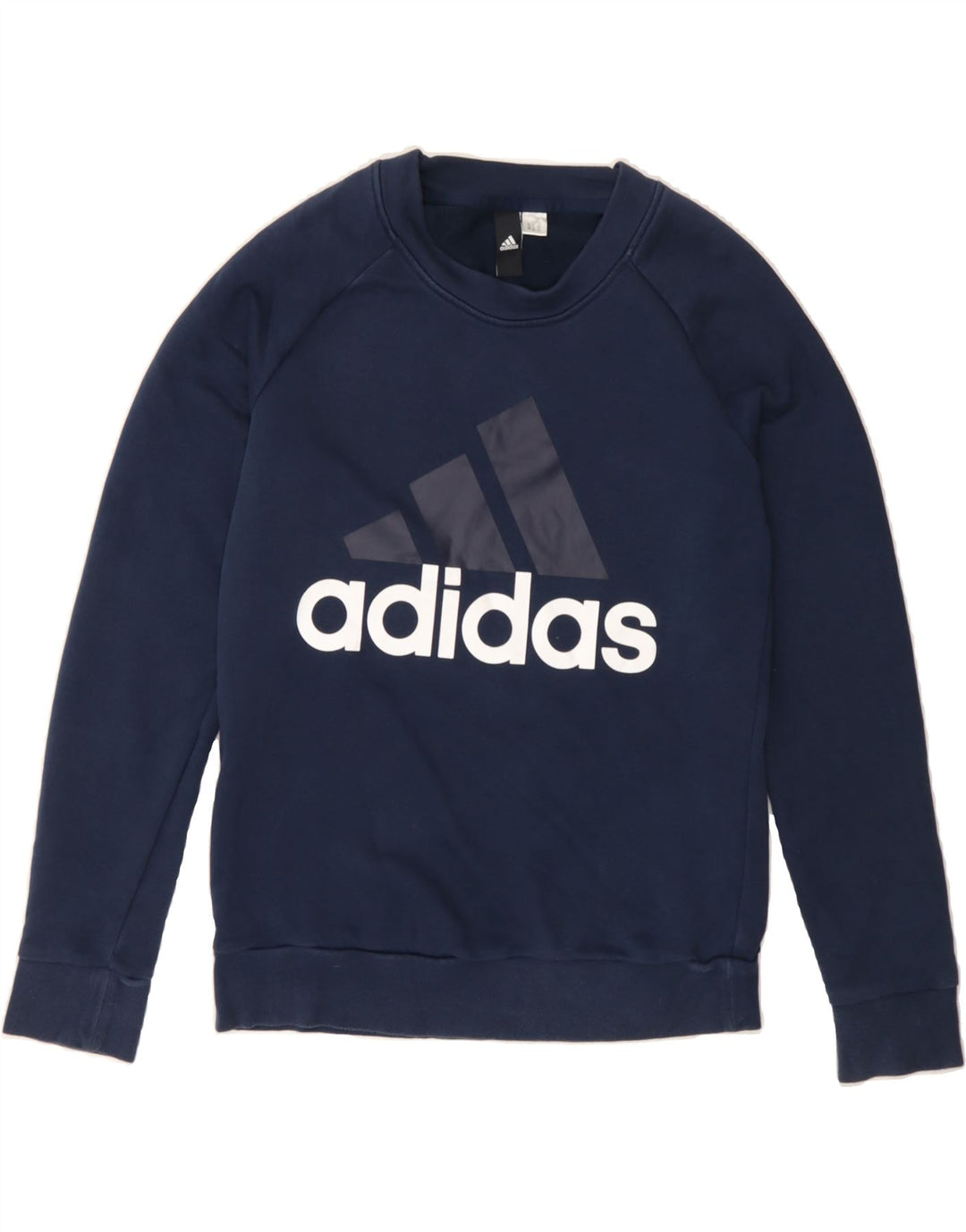 ADIDAS Womens Graphic Sweatshirt Jumper UK 12 Medium Navy Blue Vintage Adidas and Second-Hand Adidas from Messina Hembry 