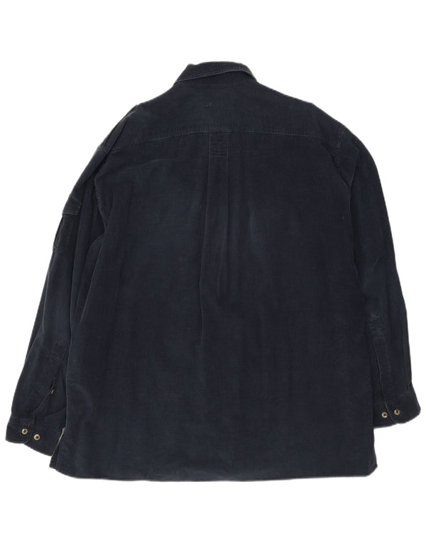 Marlboro Classics Camisa de pana militar para hombre XL Algodón azul marino