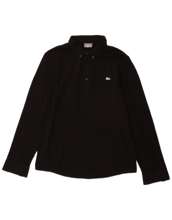 LACOSTE Camisa tipo jersey para hombre talla 3 pequeña algodón negro