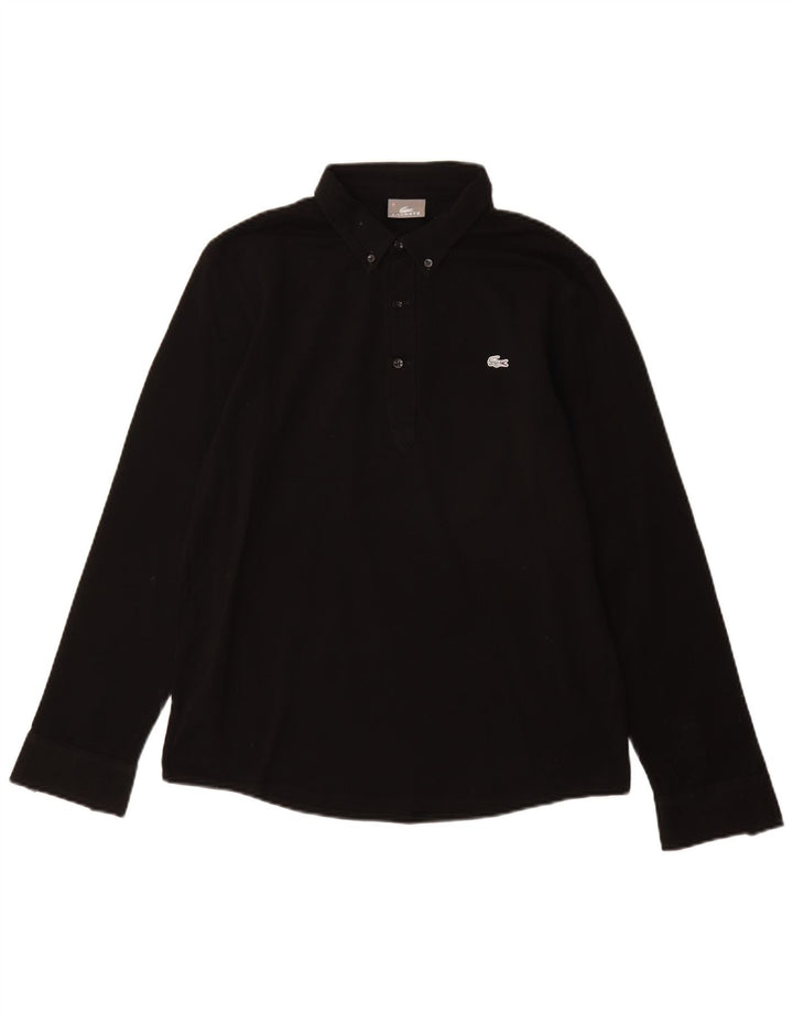 LACOSTE Camisa tipo jersey para hombre talla 3 pequeña algodón negro