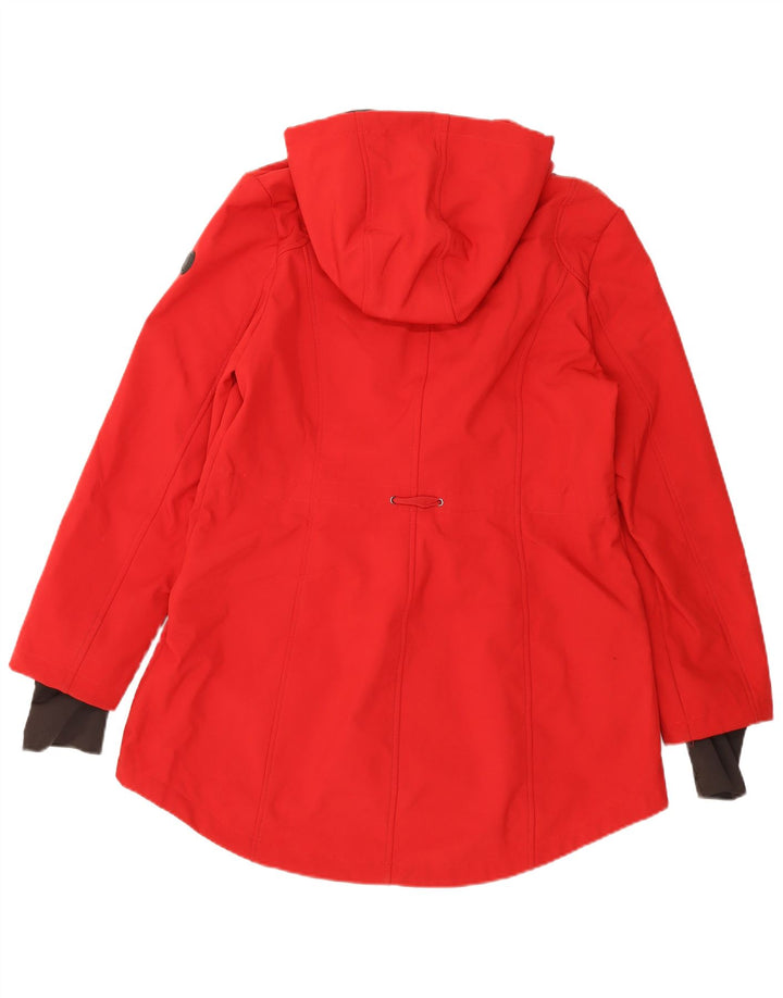 French Connection Chaqueta impermeable con capucha y corte regular para mujer, talla 40, color rojo