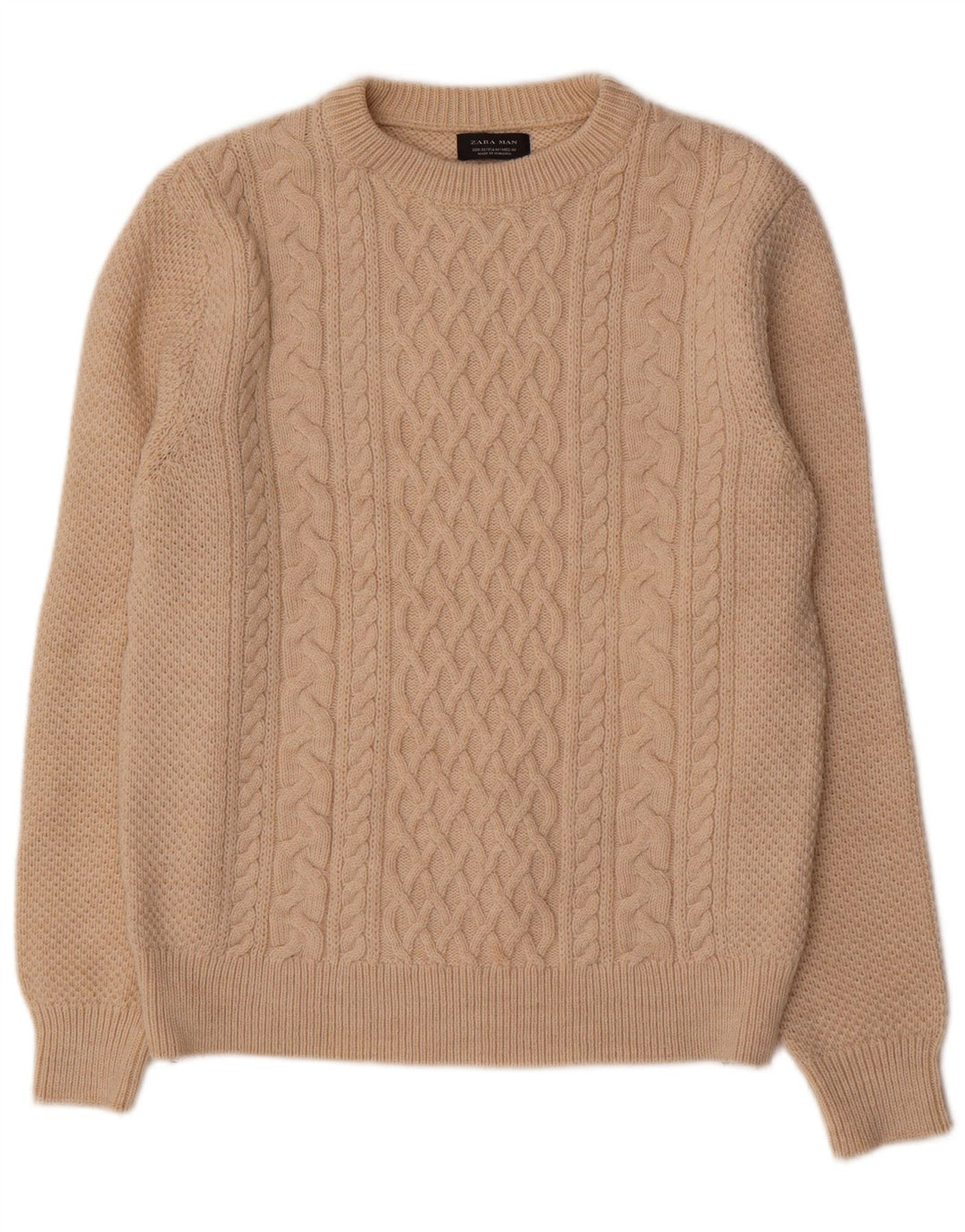 ZARA Hombre Jersey Cuello Redondo Acrílico Beige Medio