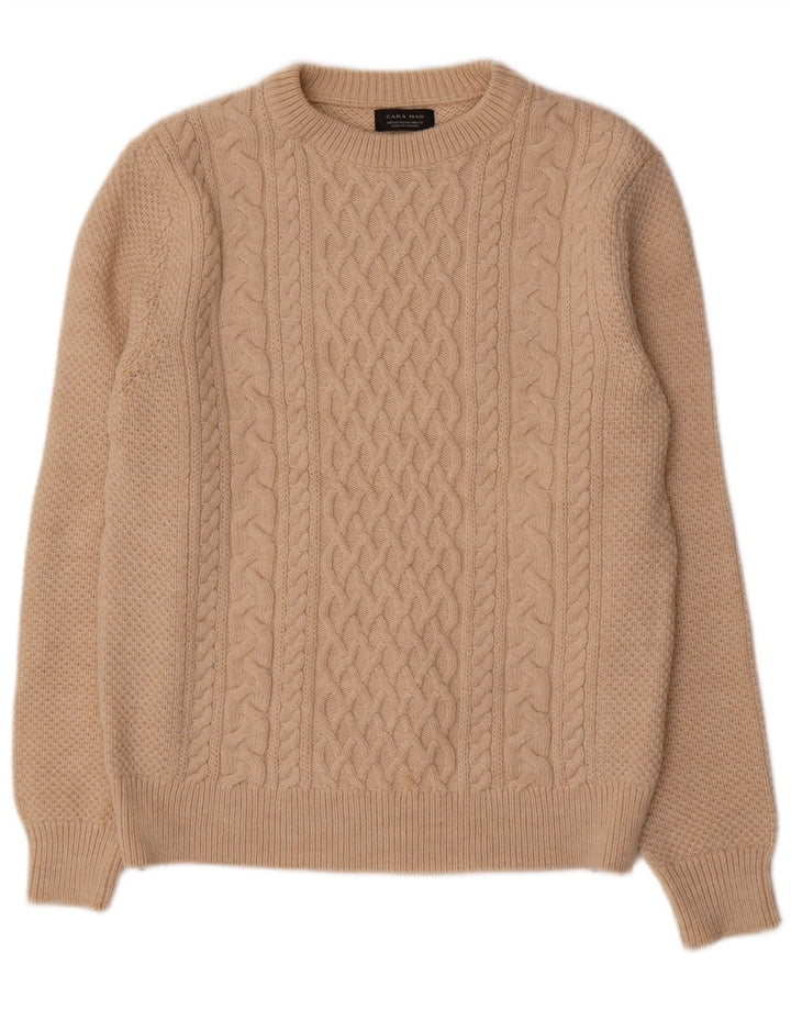 ZARA Hombre Jersey Cuello Redondo Acrílico Beige Medio