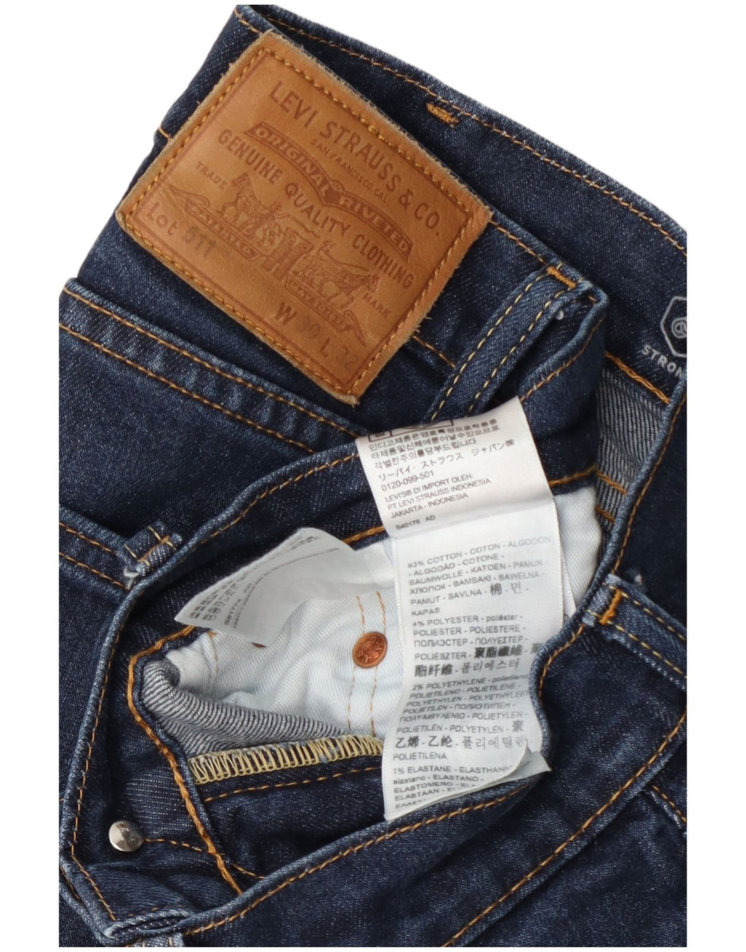 Levi's Hombre 511 Slim Jeans W30 L32 Algodón Azul Marino