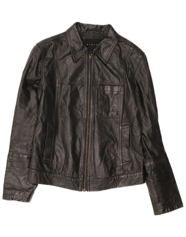 Chaqueta de Cuero para Mujer Sisley Reino Unido 10 Pequeña Negra