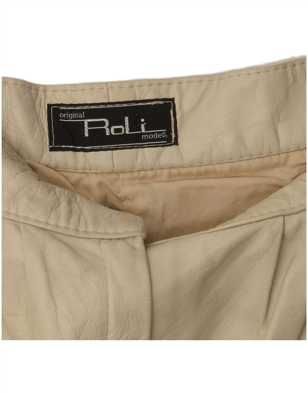 VINTAGE Pantalones de cuero cónicos para mujer W26 L30 Beige