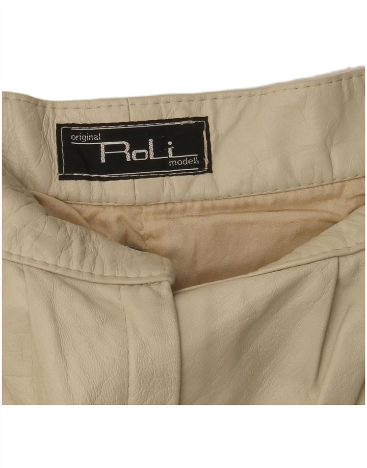 VINTAGE Pantalones de cuero cónicos para mujer W26 L30 Beige