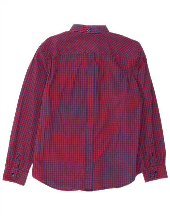 BEN SHERMAN Camisa de hombre de algodón a cuadros rojo mediano