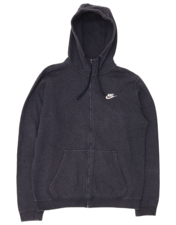 NIKE Sudadera con capucha y cremallera para hombre, algodón azul marino mediano